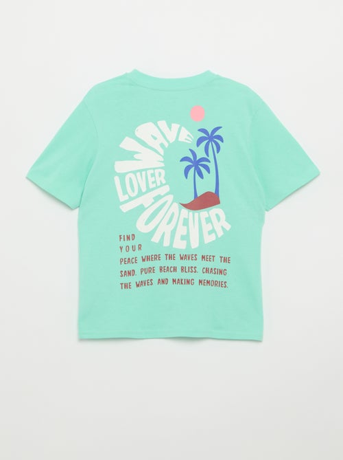 T-shirt de manga curta com estampado frente e verso - Kiabi