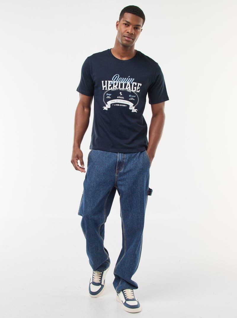 T-shirt de manga curta com estampado 'JJ Rebel' Azul - Kiabi