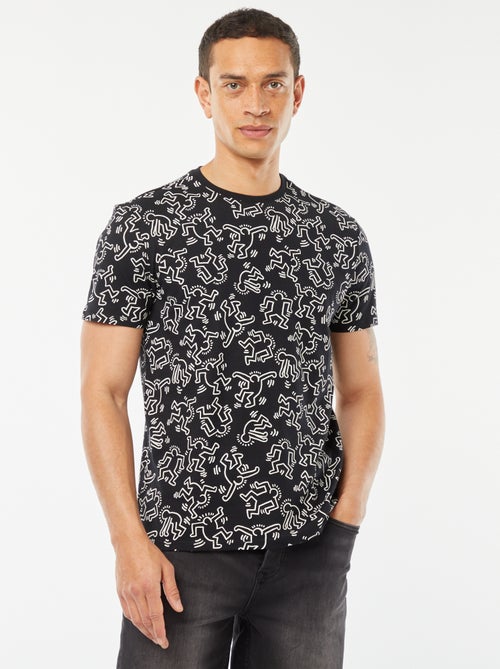 T-shirt de manga curta com estampado 'Keith Haring' - Kiabi