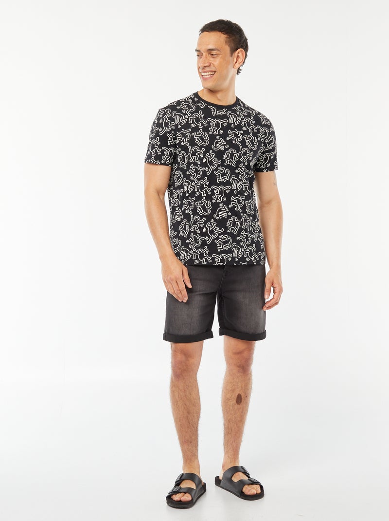 T-shirt de manga curta com estampado 'Keith Haring' Preto - Kiabi