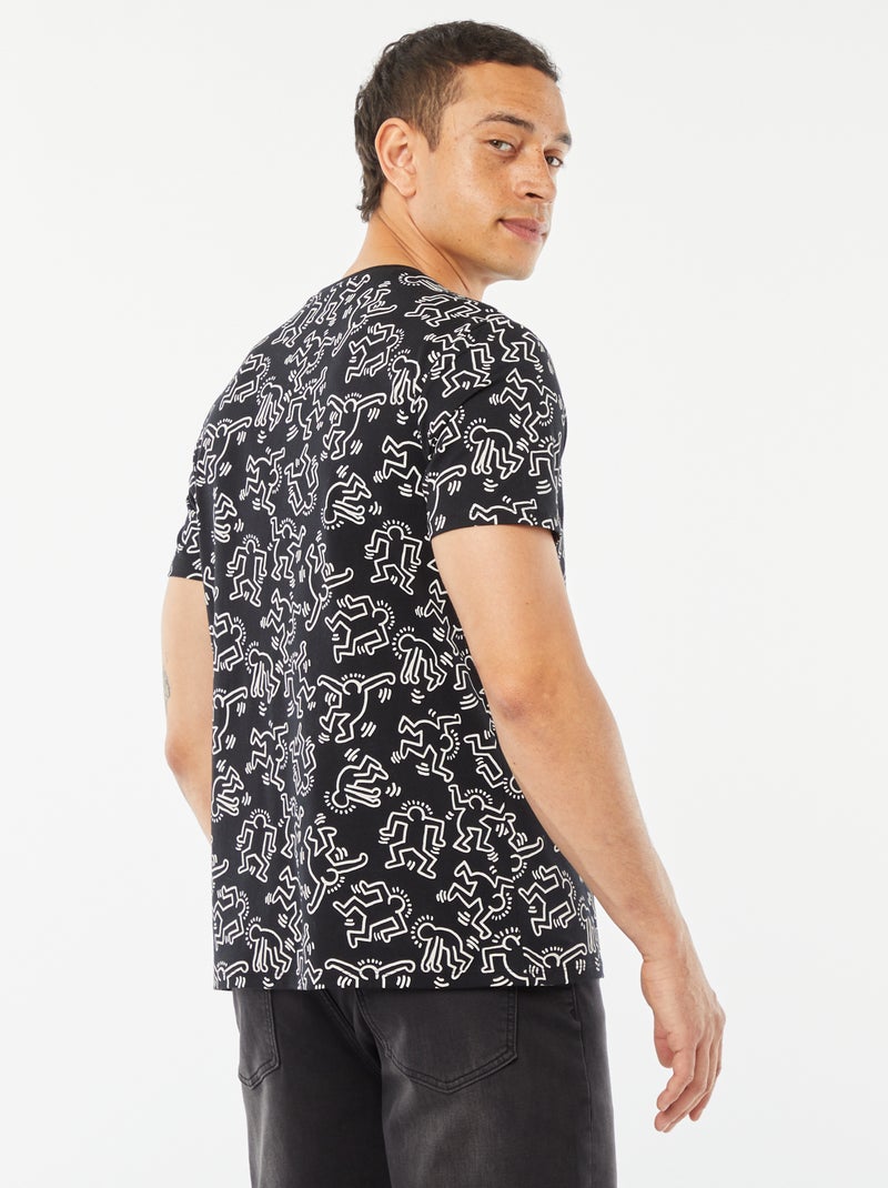 T-shirt de manga curta com estampado 'Keith Haring' Preto - Kiabi
