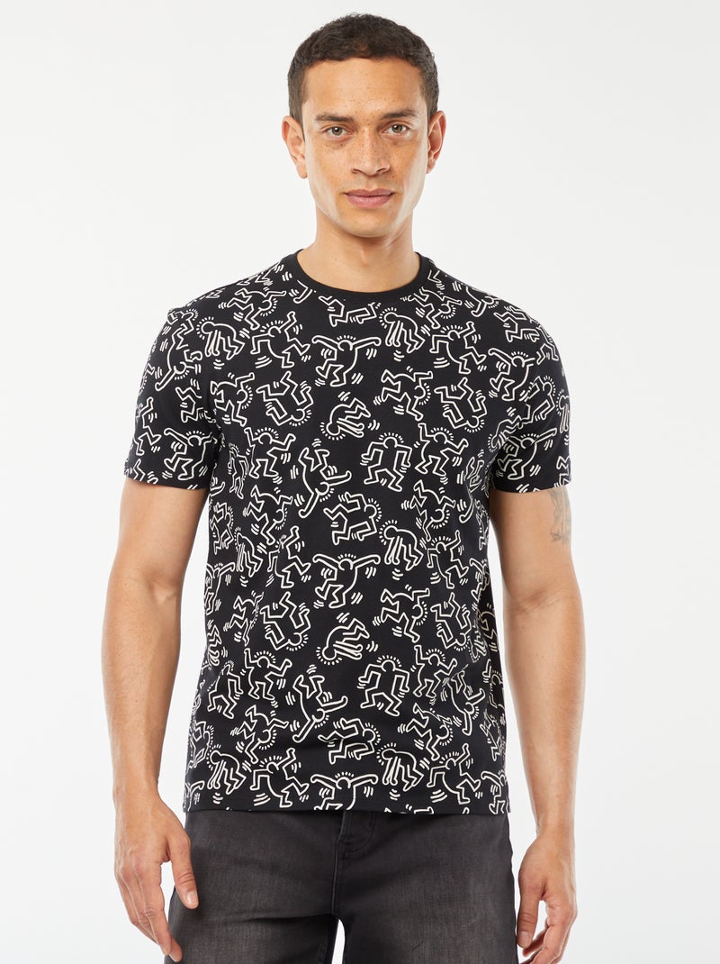 T-shirt de manga curta com estampado 'Keith Haring' Preto - Kiabi