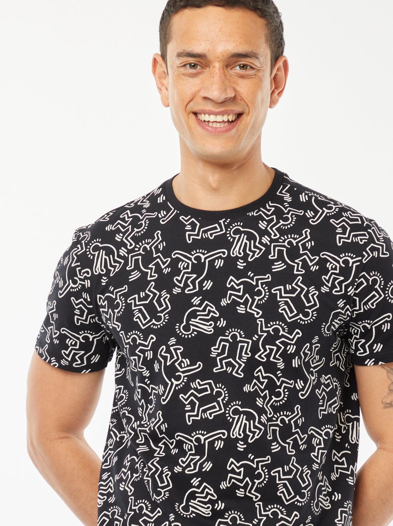 T-shirt de manga curta com estampado 'Keith Haring' Preto - Kiabi