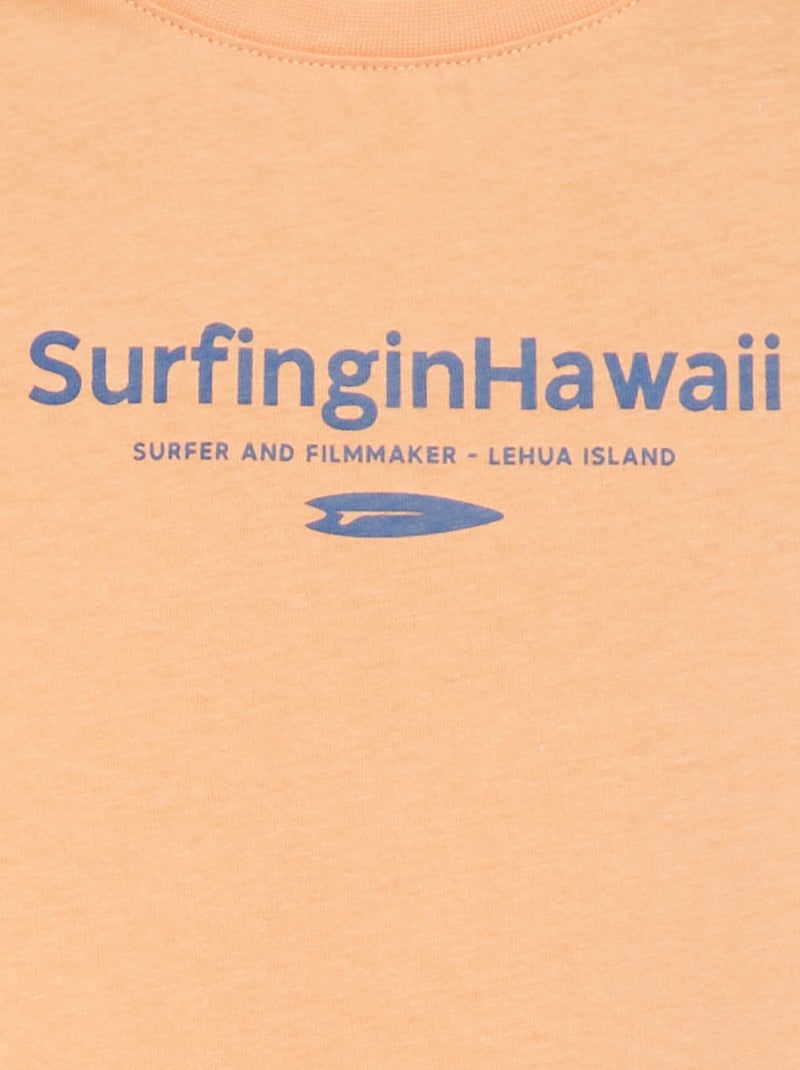 T-shirt de manga curta com estampado LARANJA - Kiabi