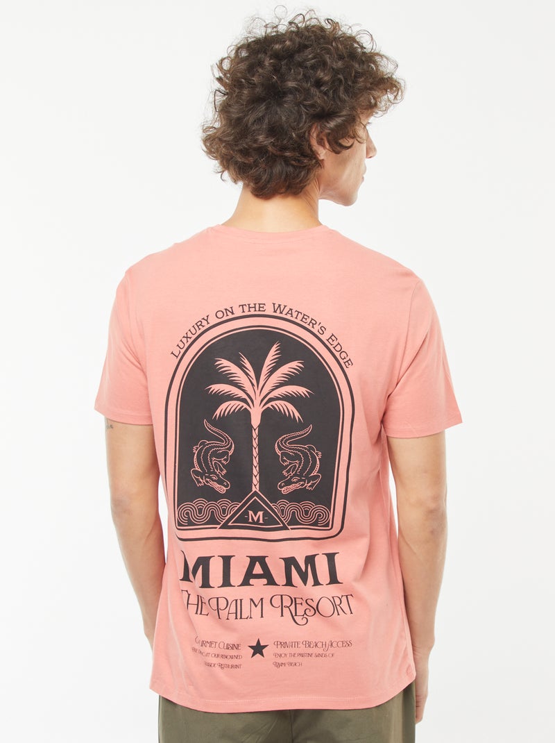 T-shirt de manga curta com estampado Laranja - Kiabi