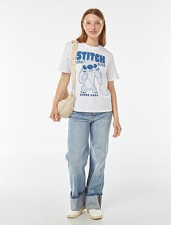 T-shirt de manga curta com estampado 'Lilo & Stitch' da 'Disney'