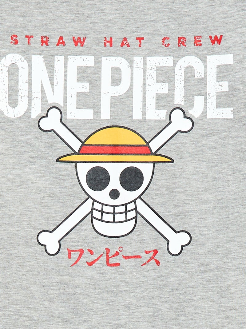 T-shirt de manga curta com estampado 'Luffy - One Piece' Cinza - Kiabi