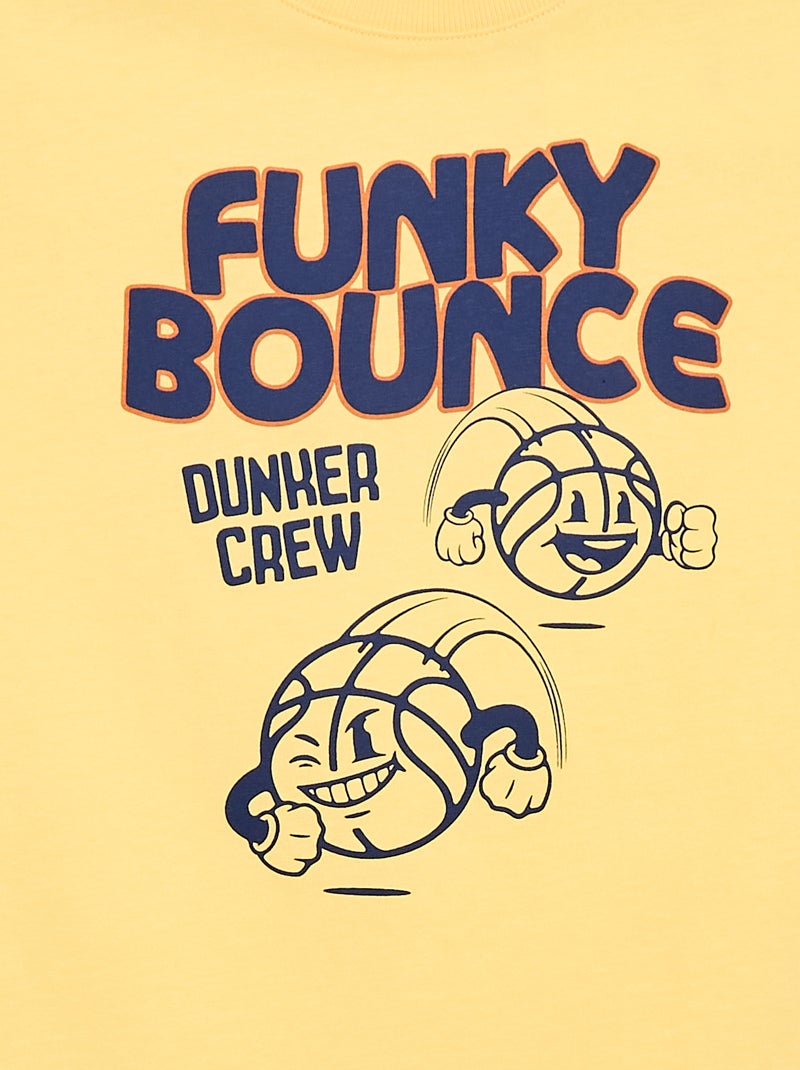 T-shirt de manga curta com estampado na frente Amarelo - Kiabi