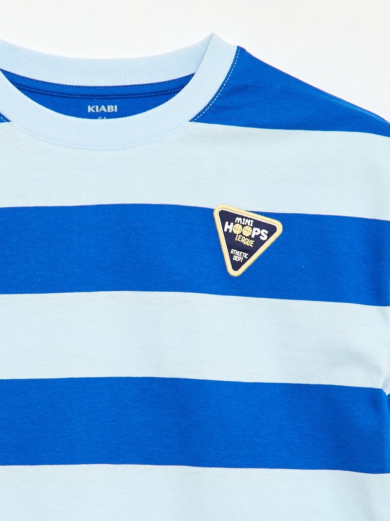 T-shirt de manga curta com estampado na frente Azul - Kiabi