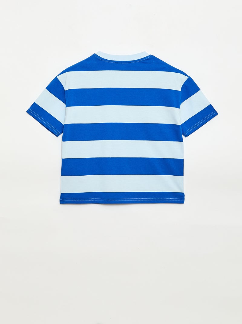 T-shirt de manga curta com estampado na frente Azul - Kiabi