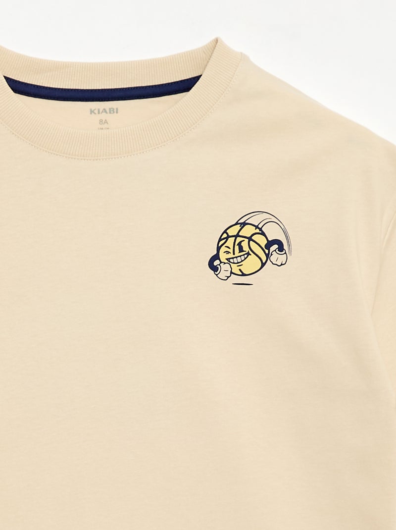 T-shirt de manga curta com estampado na frente Branco - Kiabi