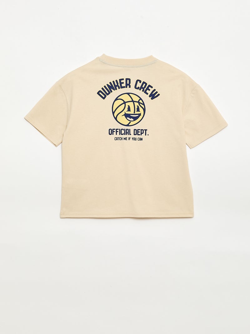 T-shirt de manga curta com estampado na frente Branco - Kiabi