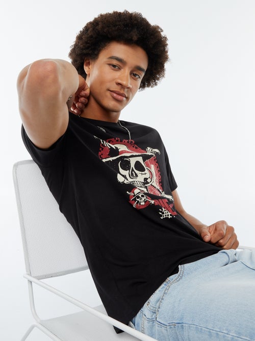 T-shirt de manga curta com estampado 'One Piece' - Kiabi