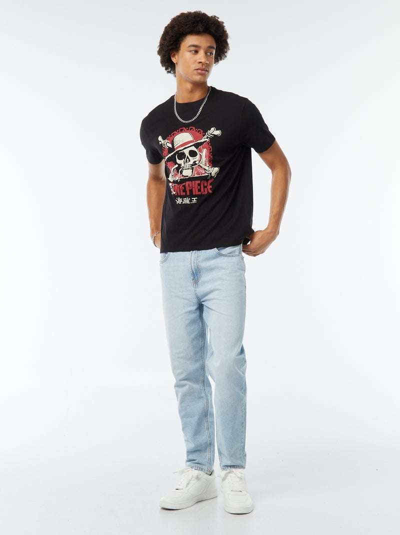 T-shirt de manga curta com estampado 'One Piece' Preto - Kiabi