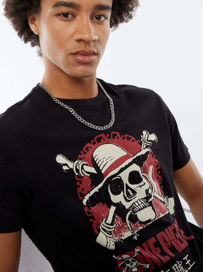 T-shirt de manga curta com estampado 'One Piece' Preto - Kiabi