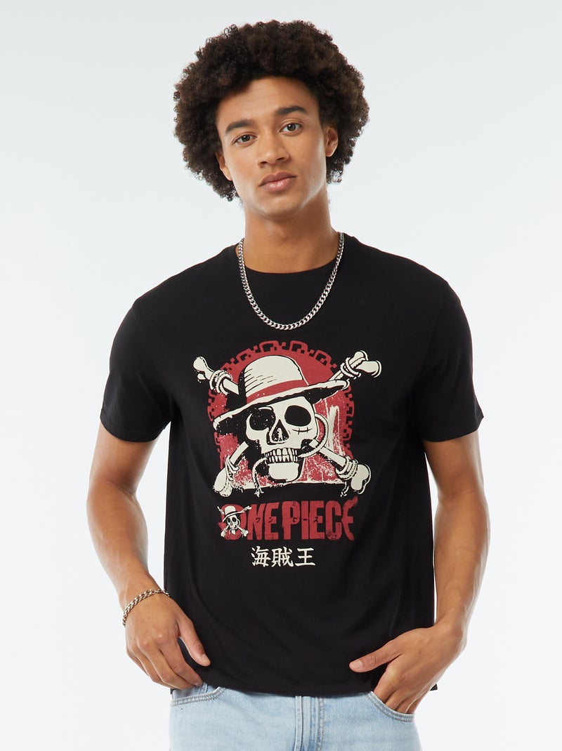 T-shirt de manga curta com estampado 'One Piece' Preto - Kiabi