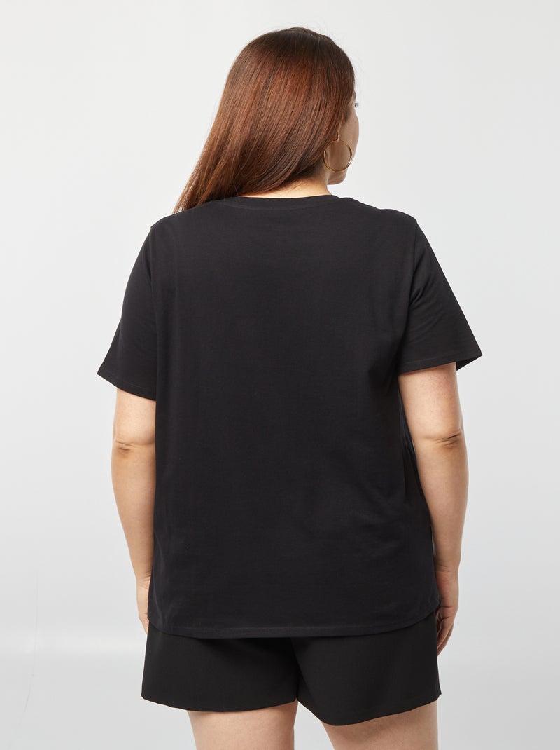 T-shirt de manga curta com estampado PRETO - Kiabi