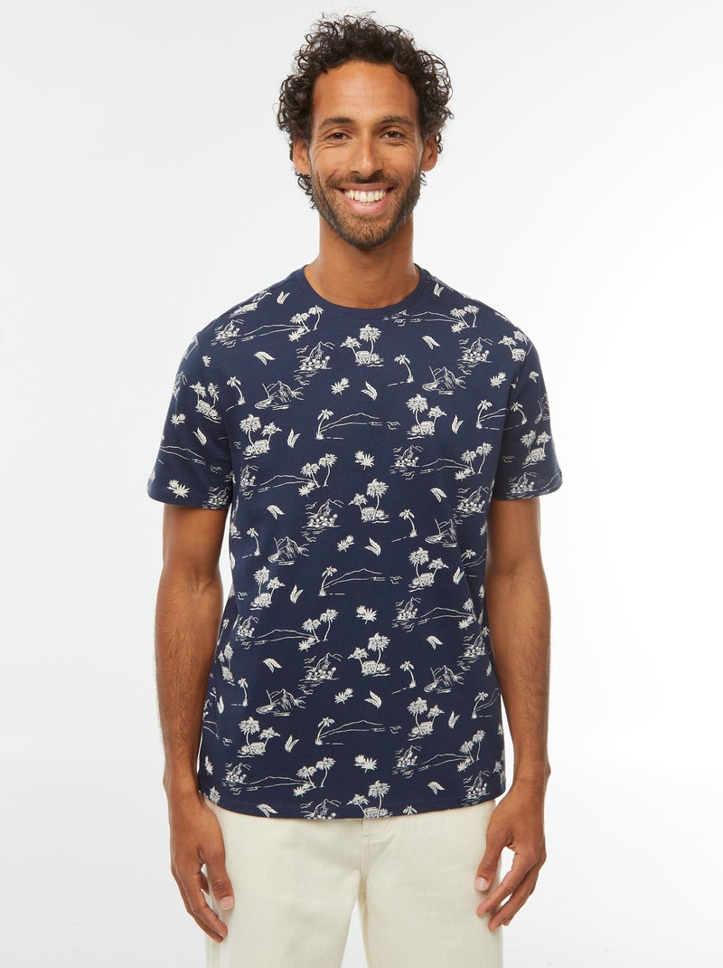 T-shirt de manga curta com estampado Preto - Kiabi