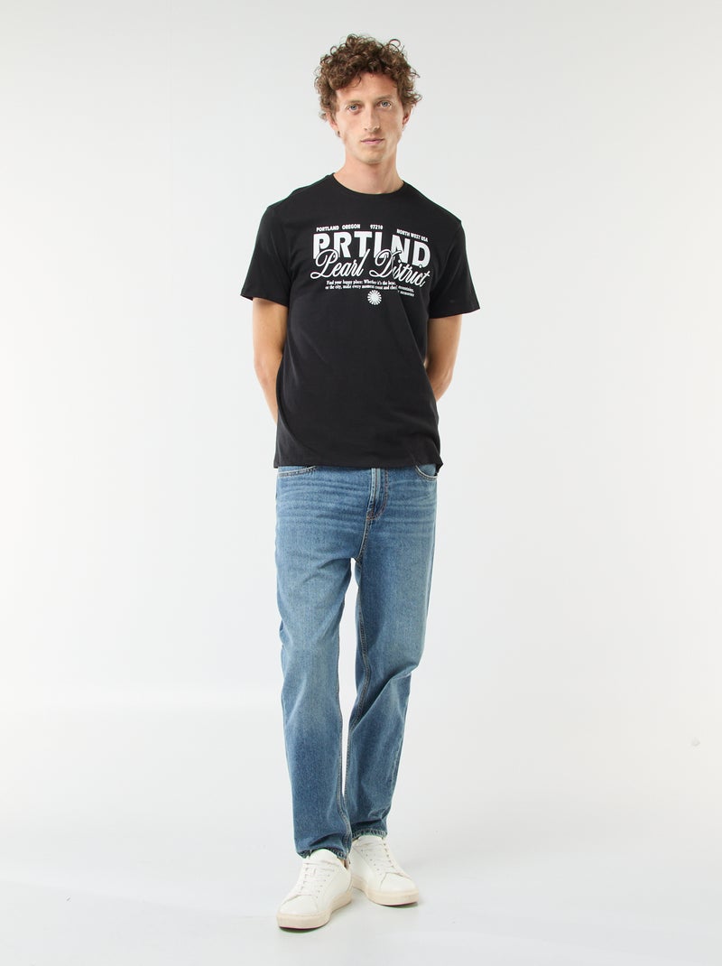 T-shirt de manga curta com estampado Preto - Kiabi