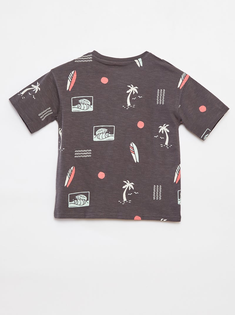 T-shirt de manga curta com estampado Preto - Kiabi