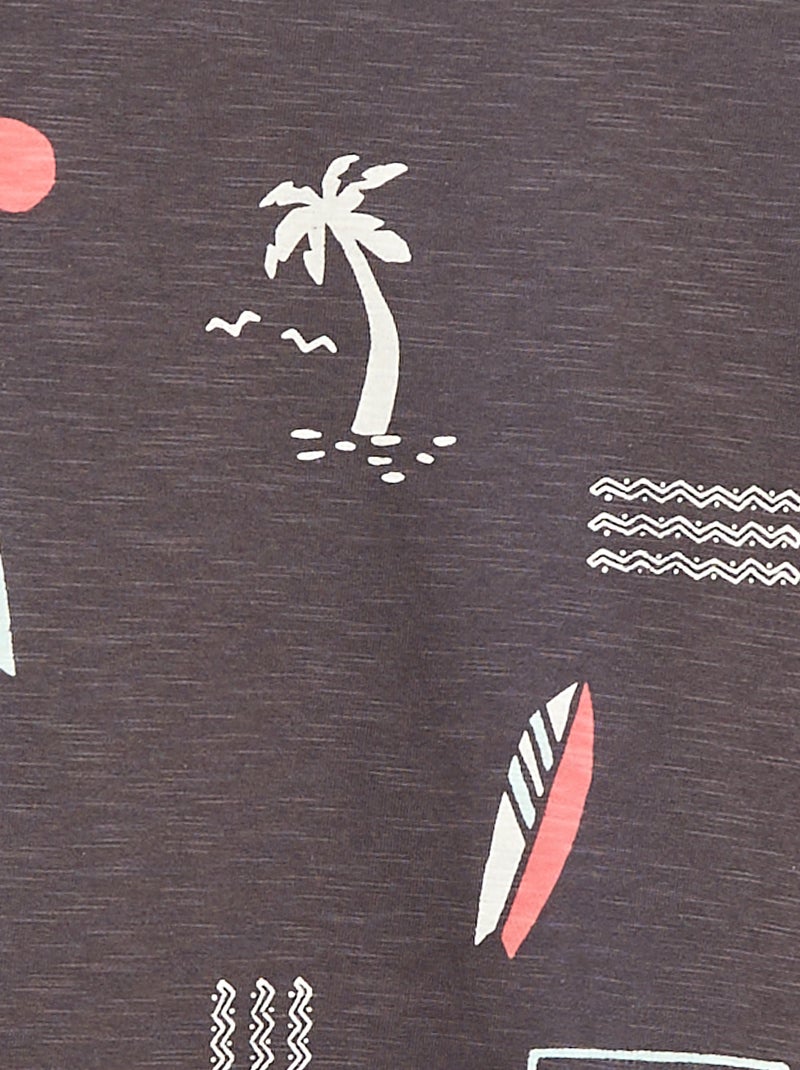 T-shirt de manga curta com estampado Preto - Kiabi