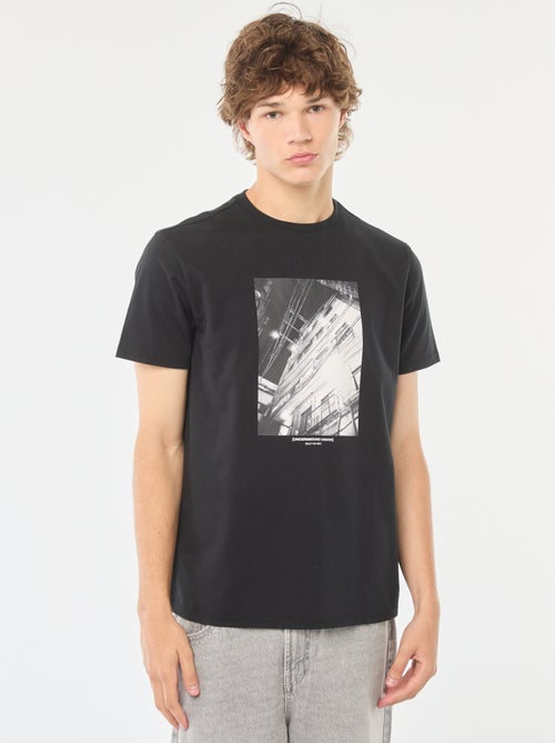 T-shirt de manga curta com estampado - Kiabi