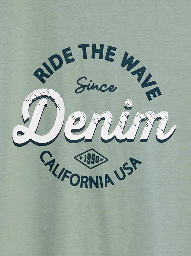 T-shirt de manga curta com estampado 'Produkt' Verde - Kiabi