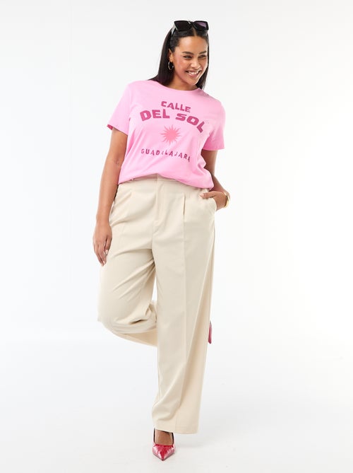 T-shirt de manga curta com estampado - Kiabi