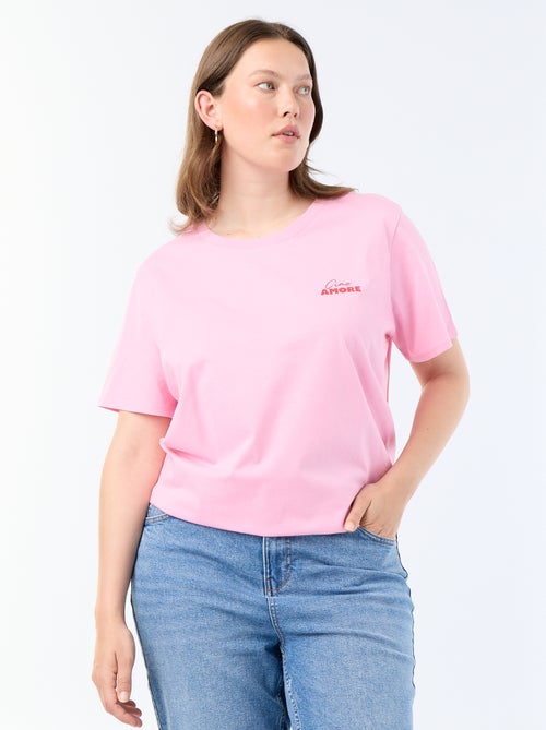 T-shirt de manga curta com estampado - Kiabi