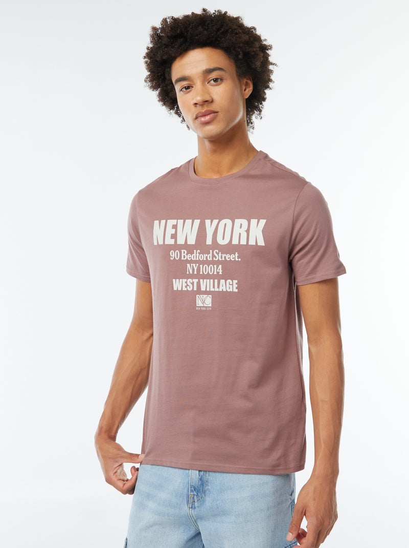 T-shirt de manga curta com estampado Rosa - Kiabi
