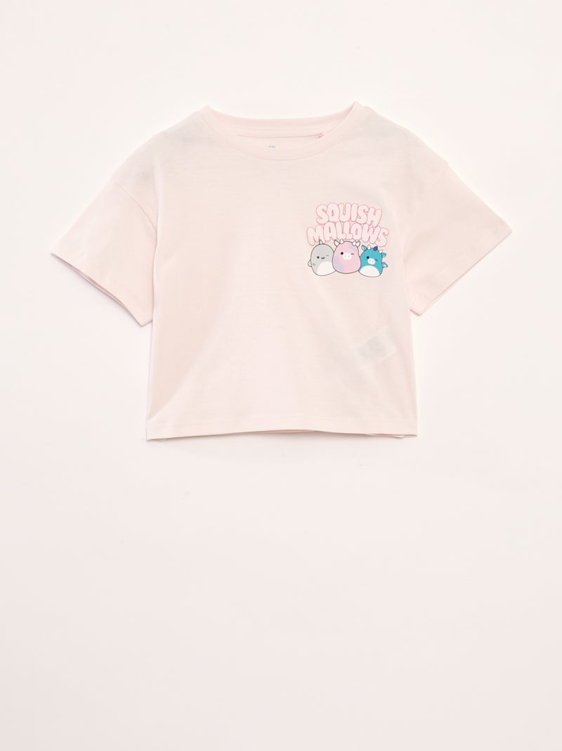 T-shirt de manga curta com estampado ROSA - Kiabi