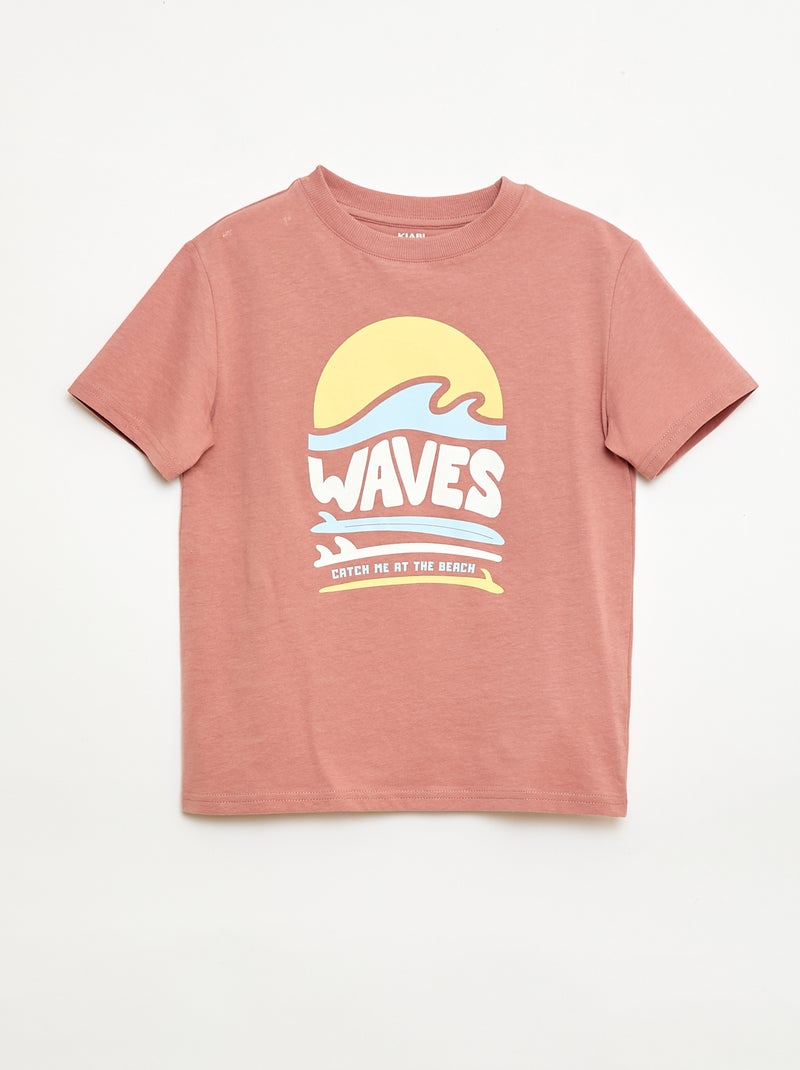 T-shirt de manga curta com estampado Rosa - Kiabi