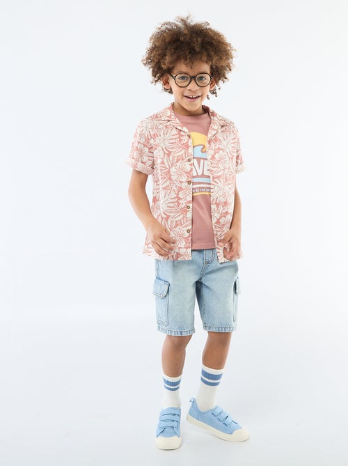 T-shirt de manga curta com estampado - Kiabi