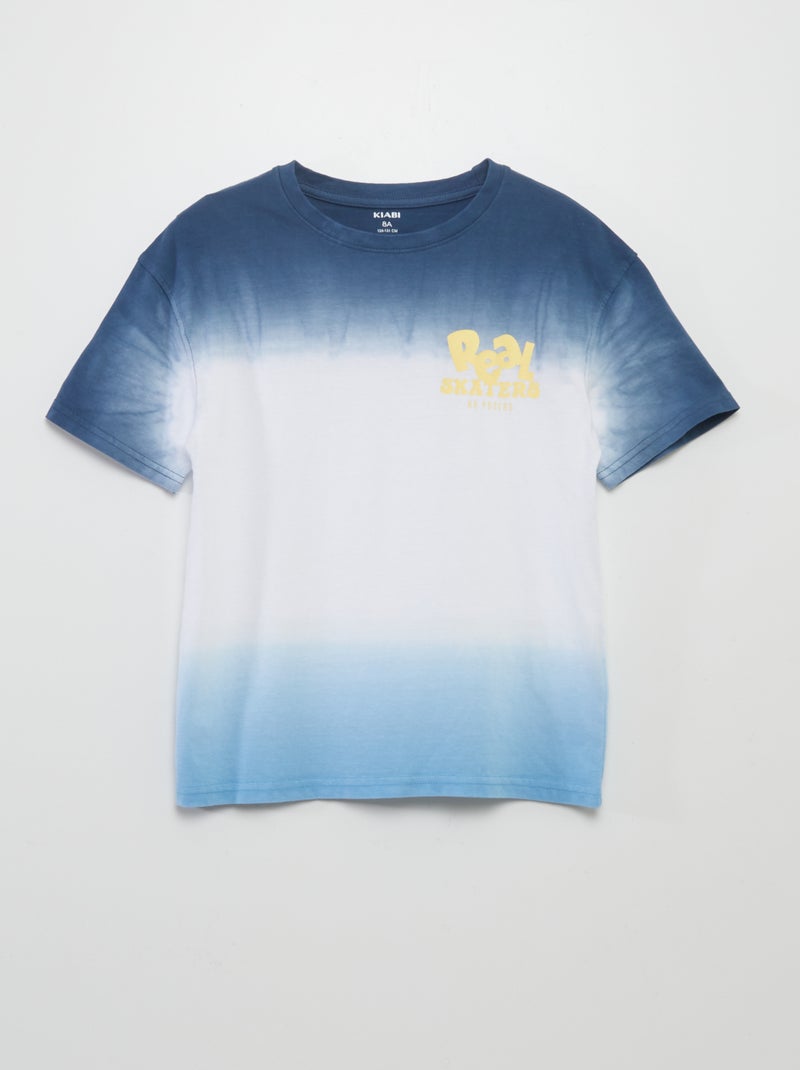 T-shirt de manga curta com estampado tie and dye AZUL - Kiabi