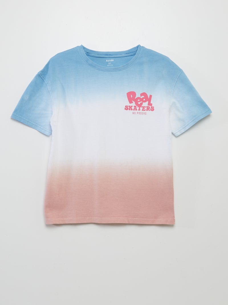 T-shirt de manga curta com estampado tie and dye ROSA - Kiabi