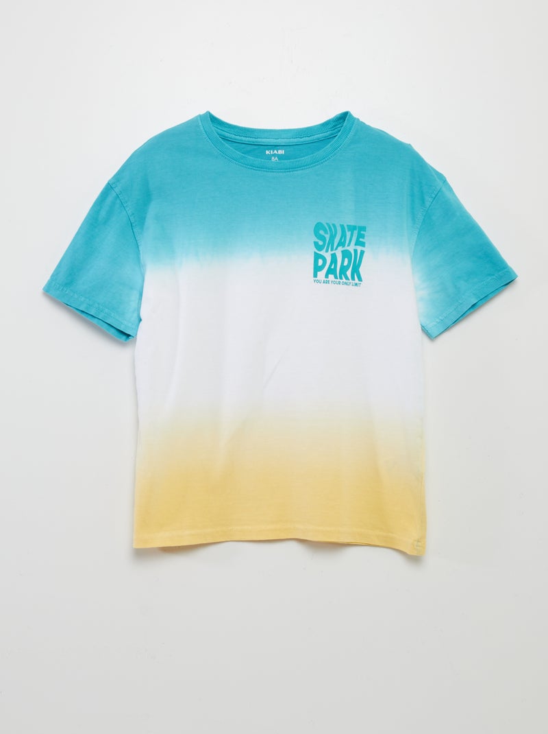 T-shirt de manga curta com estampado tie and dye VERDE - Kiabi