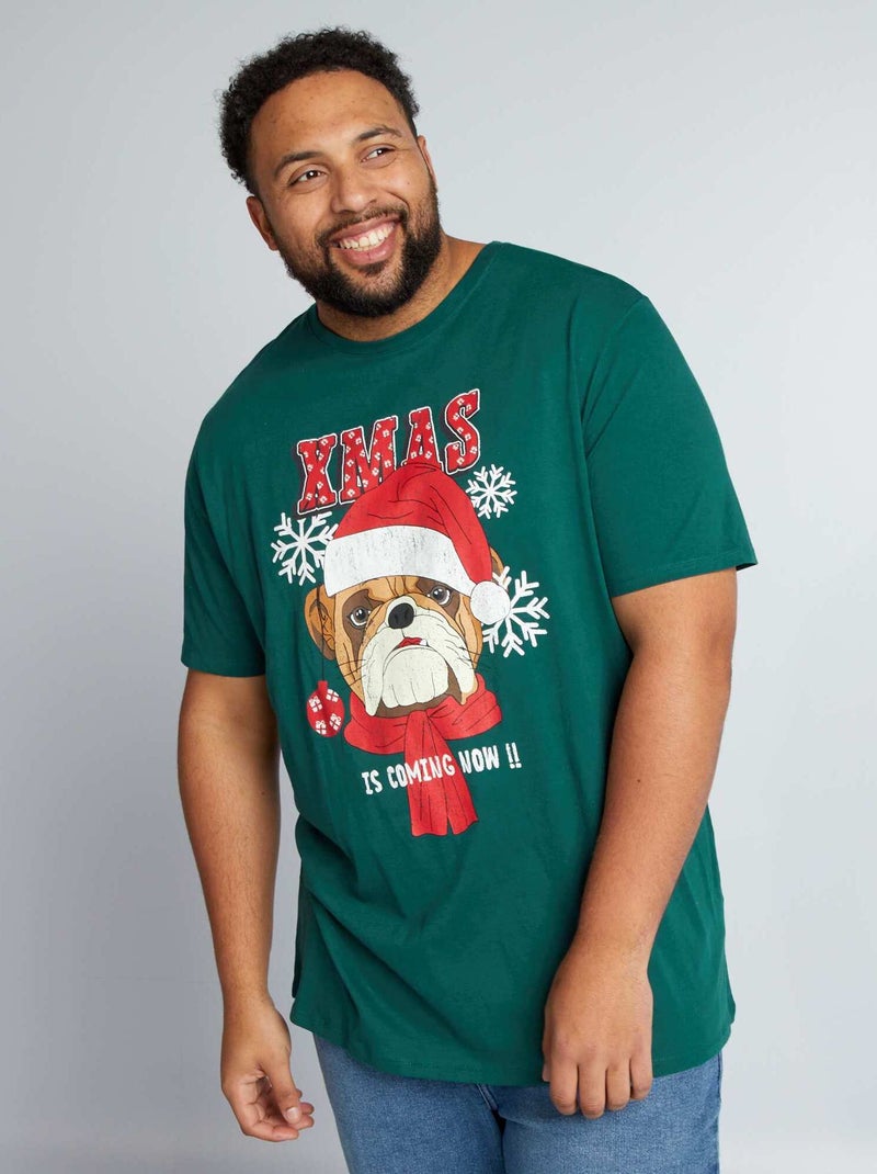 T-shirt de manga curta com estampado VERDE - Kiabi