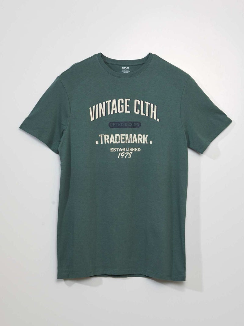 T-shirt de manga curta com estampado VERDE - Kiabi
