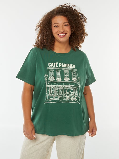 T-shirt de manga curta com estampado - Kiabi
