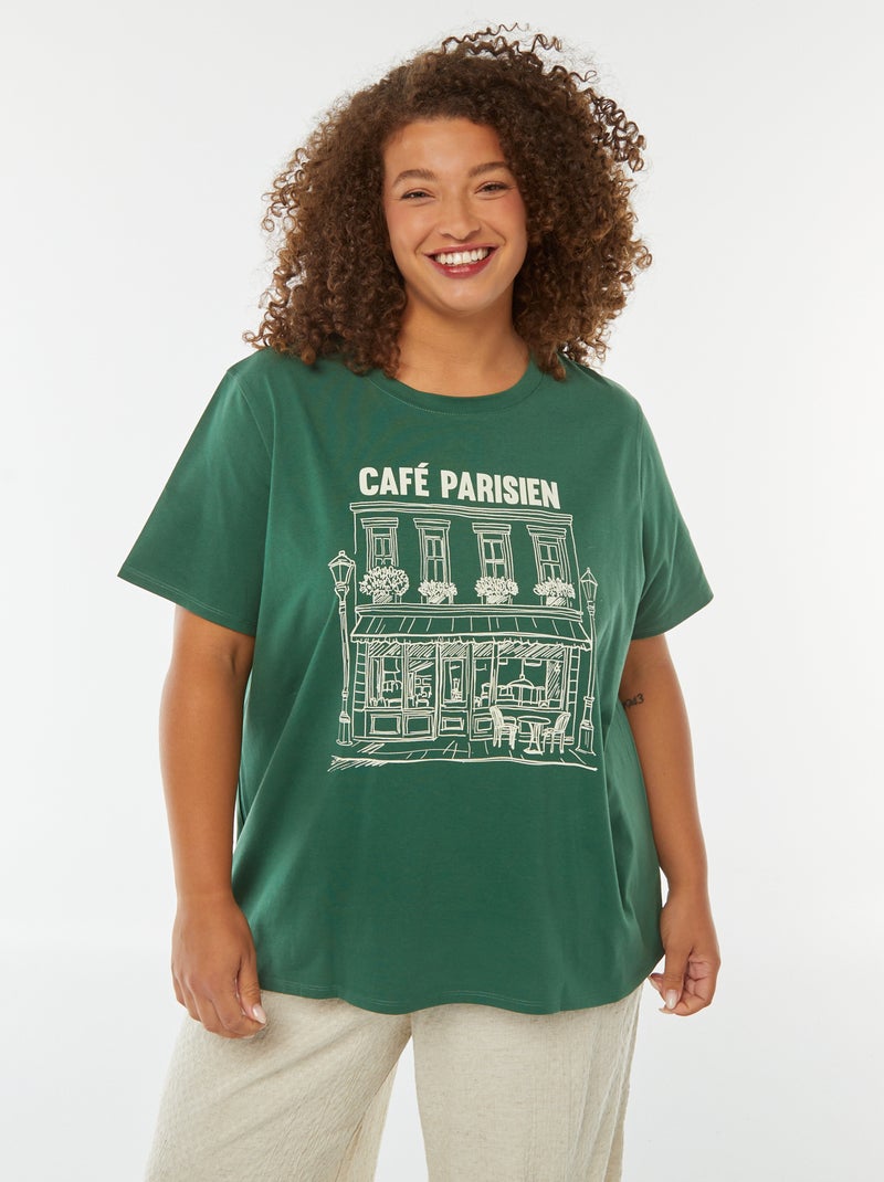 T-shirt de manga curta com estampado Verde - Kiabi
