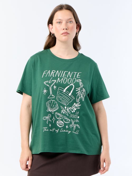 T-shirt de manga curta com estampado - Kiabi