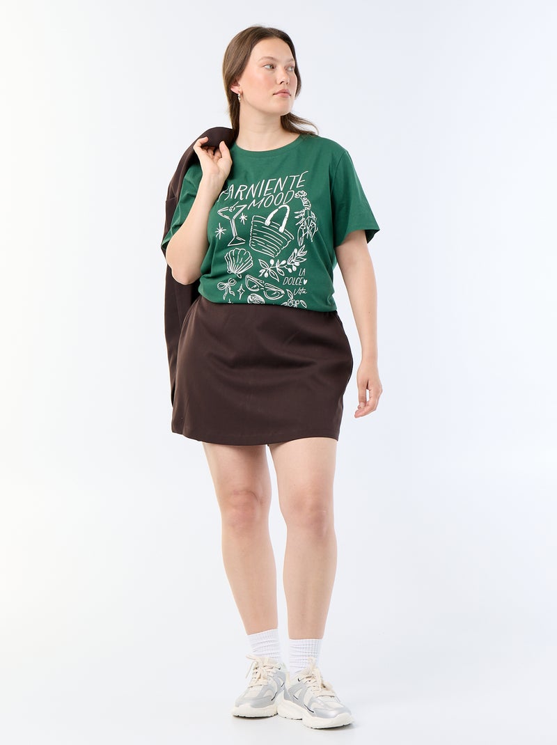 T-shirt de manga curta com estampado Verde - Kiabi