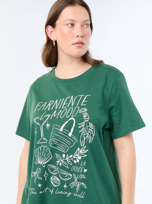 T-shirt de manga curta com estampado - Kiabi