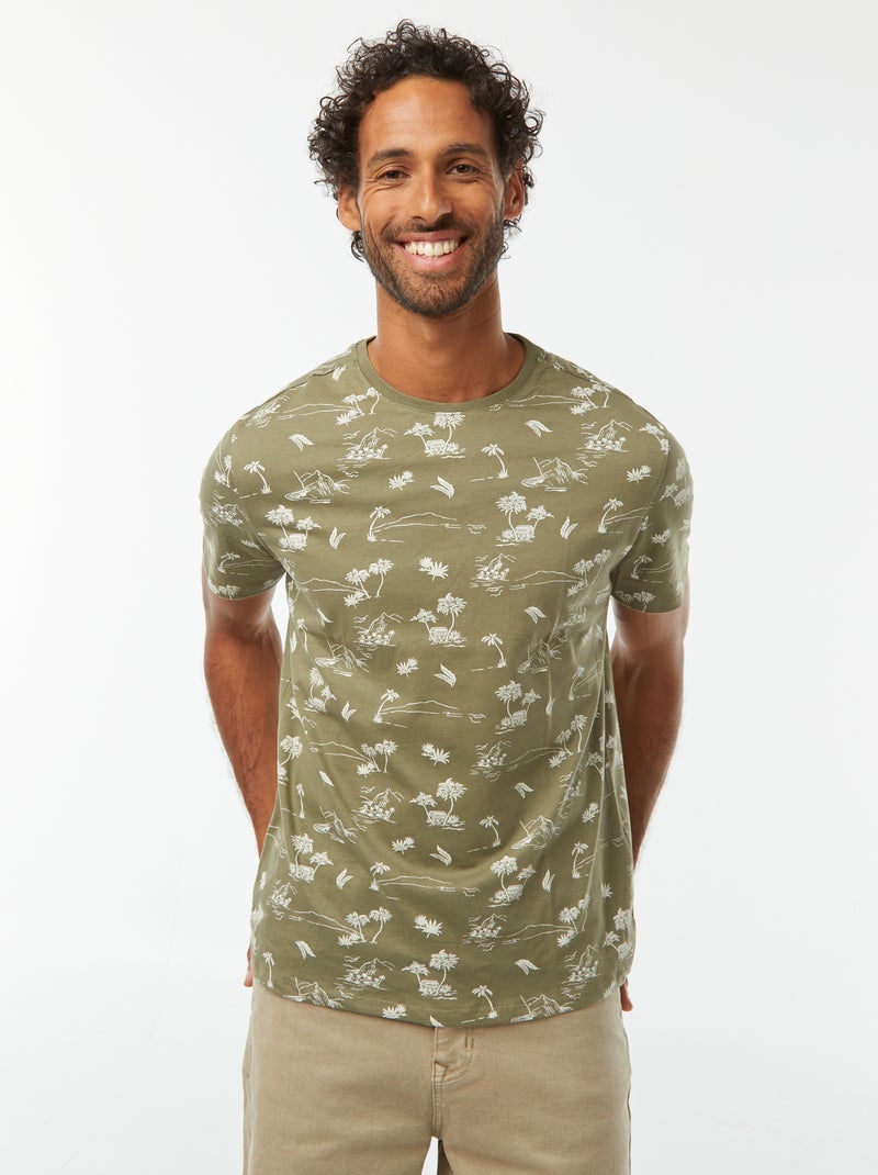 T-shirt de manga curta com estampado Verde - Kiabi