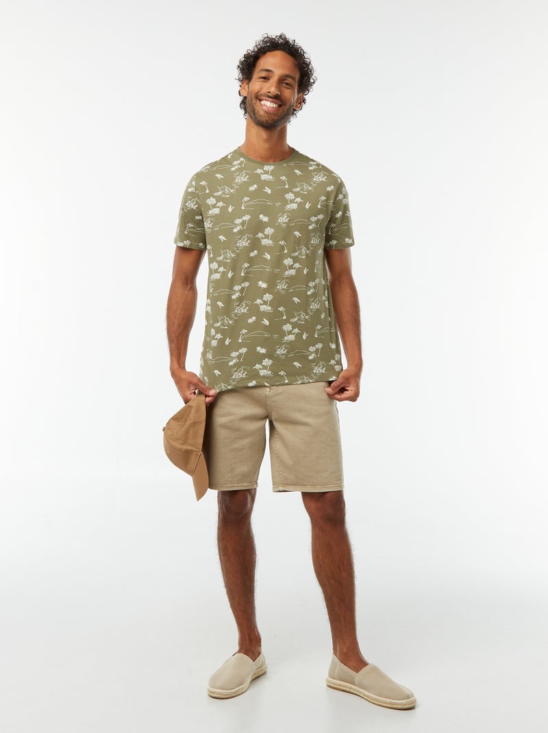 T-shirt de manga curta com estampado Verde - Kiabi