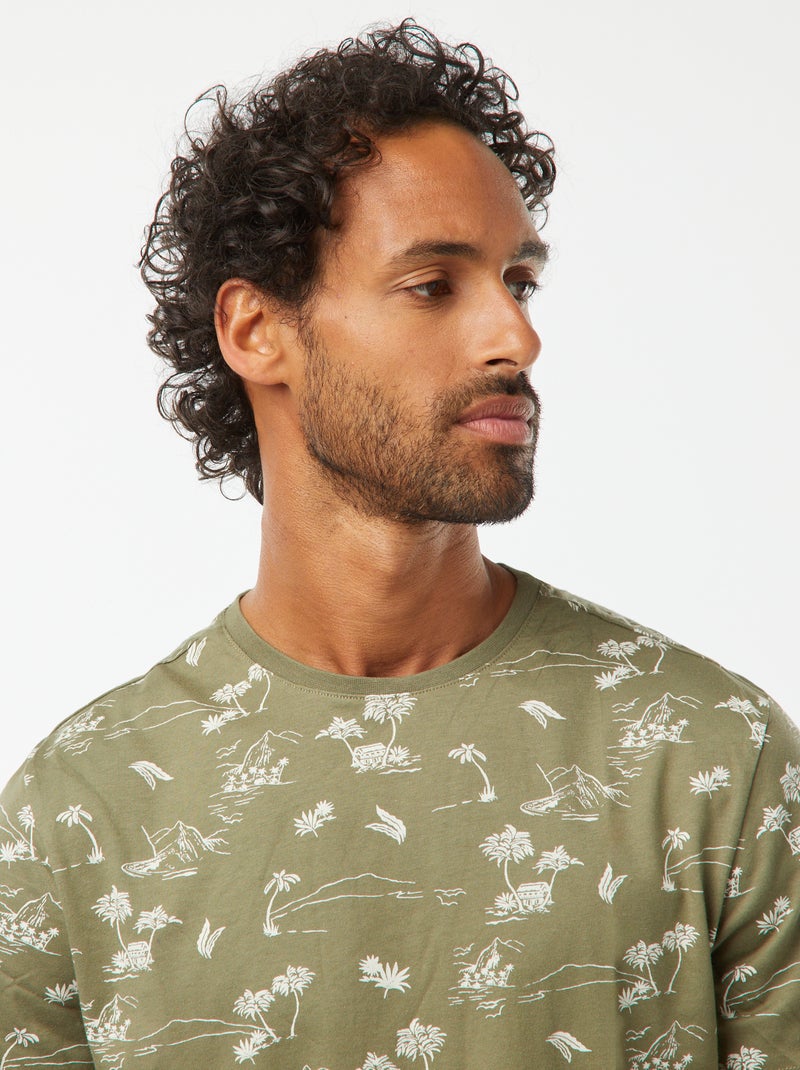 T-shirt de manga curta com estampado Verde - Kiabi