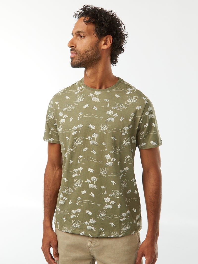 T-shirt de manga curta com estampado Verde - Kiabi