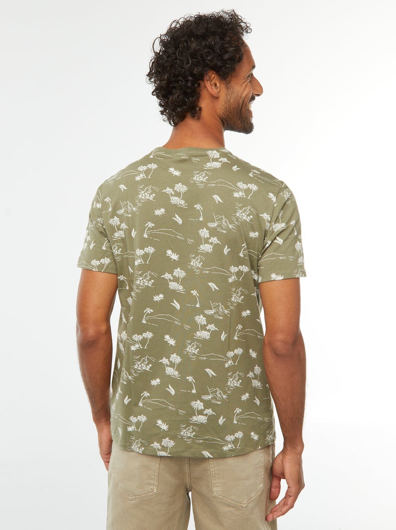 T-shirt de manga curta com estampado Verde - Kiabi