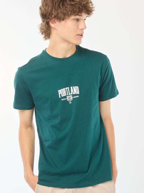 T-shirt de manga curta com estampado - Kiabi