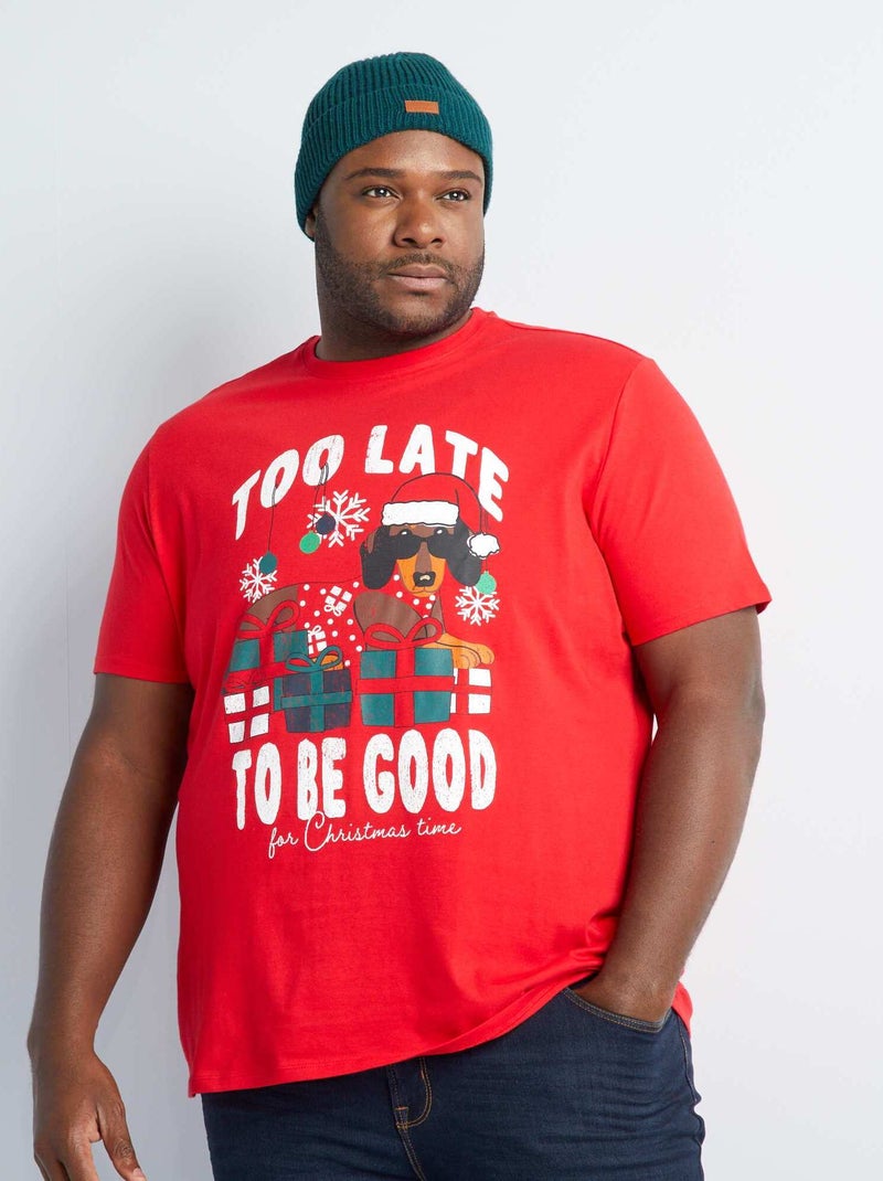 T-shirt de manga curta com estampado VERMELHO - Kiabi